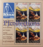 3734- VATICANO - VATICAN CITY 2008 LA MADONNA DI LOURDES FULL SHEET 4 STAMPS C/ANNULLO 1° GIORNO - USED - Usados