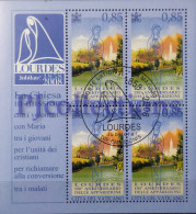 3736 VATICANO - VATICAN CITY 2008 LA MADONNA DI LOURDES FULL SHEET 4 STAMPS C/ANNULLO 1° GIORNO - USED - Gebraucht