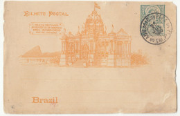Brazil Palacio Destinado Illustrated Postal Stationey Postcard Postmarked 1906 Not Posted B230601 - Entiers Postaux