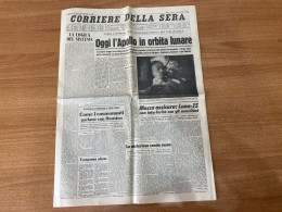 CORRIERE DELLA SERA LUNA APOLLO 11 ORBITA LUNARE  19 LUGLIO 1969 ORIGINALE. - Premières éditions