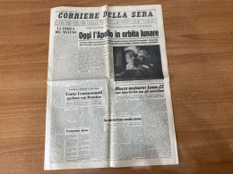 CORRIERE DELLA SERA LUNA APOLLO 11 ORBITA LUNARE  19 LUGLIO 1969 ORIGINALE. - Prime Edizioni