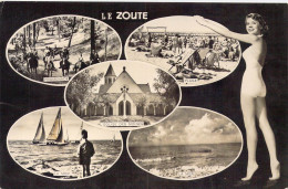 BEGIQUE - Le Zoute - Promenade - Plage - L'Eglise Des Moines - La Mer - Carte Postale Ancienne - Knokke