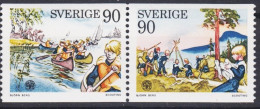 Sweden 1975 Scouting Boy Scouts Organizations Childhood Children Youth Transport Ships Boat Canoe Stamps SG 864-845 - Kano