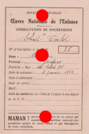 ONE  Œuvre Nationale De L'Enfance 1942 Carnet De Consultation De Nourrissons  à Soheit Tinlot - Membership Cards