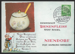 Allemagne Carte Postale Publicitaire 1959 Wulfrath Abeille Abeilles Miel Germany Publicitary Postcard Bee Honeybee Bees - Abeilles