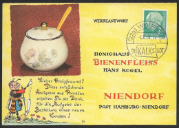 Allemagne Carte Postale Publicitaire 1959 Wulfrath Abeille Abeilles Miel Germany Publicitary Postcard Bee Honeybee Bees - Abeilles