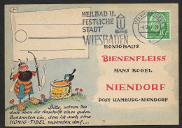 Allemagne Carte Postale Publicitaire 1957 Wiesbaden Abeille Abeilles Miel Germany Publicitary Postcard Bee Honeybee Bees - Abeilles