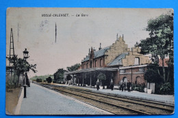 Uccle-Calevoet 1919: La Gare Très Animée , En Couleurs Et Rare - Ukkel - Uccle