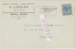 Distillerie  " Le Soleil " E. Linglez  Stokerij " De Zon " Wijnen En Likeuren Brugge 1951 - 1950 - ...