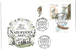 Norway 1970 European Conservation Year, Aimals, Bird, Flower, Waterfall, Registered Letter, Mi 602 - 605    FDC - Briefe U. Dokumente