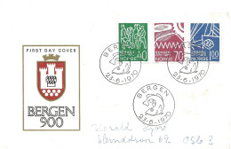 Norway 1970 900th Anniversary Of The City Of Bergen. Mi 608 - 610    FDC - Covers & Documents