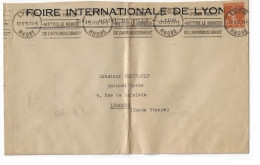 LYON Imprimé 2° Eche Entête Foire Internationale Lyon 25c Semeuse Yv 235 Ob Krag LY0106 12 2 1938 Dest PENICAULT Limoges - Maschinenstempel (Werbestempel)