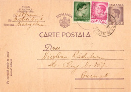ROMANIA - 1947 : INFLATION PERIOD - STATIONERY POSTCARD - TARIF / RATE : 1000 + 6000 LEI  (al595) - Postal Stationery