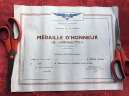 Médaille D'Honneur De L' Aéronautique Récompense Services-Ministère Défense(Yvon Bourges)Militaria Aviation-Aérien-Kuntz - Aviazione