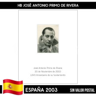 D0265# España 2003, HB José Antonio Primo De Rivera (MNH) - Altri & Non Classificati