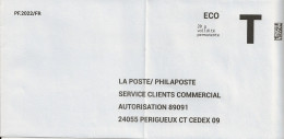 Lettre T, La Poste/Philaposte, Eco 20gr - Cards/T Return Covers