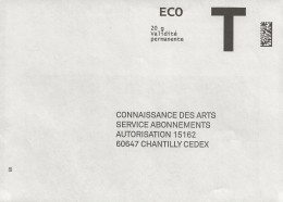 Lettre T, Connaissance Des Arts, Eco 20gr - Karten/Antwortumschläge T