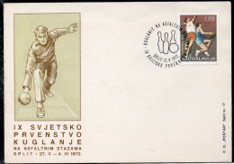 Yugoslavia 1972 - Croatia - Split - World Championship In Bowling - Cover - Lettres & Documents