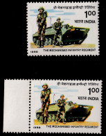 INDIA-1988-THE MECHANIZED INFANTRY REGIMENT- YELLOW COLOR SHIFTING + COLOR  VARIATION + FRAME SHIFTING-MNH-IE-45 - Variétés Et Curiosités