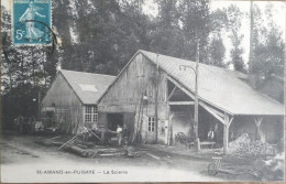 C. P. A. : 58 : SAINT AMAND EN PUISAYE : La Scierie, Animé, Timbre En 1912 - Saint-Amand-en-Puisaye