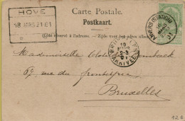 F060   SPOORWEGSTEMPEL GEBRUIKT ALS STATIONSNAAMSTEMPEL     HOVE 1901 - Documentos & Fragmentos