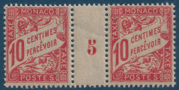 MONACO Timbre TAXE Paire Millésime 5 De 1905 N°33* 10c Rose Rouge Vif Fraicheur Postale SUPERBE - Portomarken