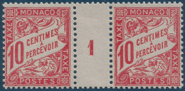 MONACO Timbre TAXE Paire Millésime 5 De 1911 N°3** 10c Rose Fraicheur Postale SUPERBE - Postage Due