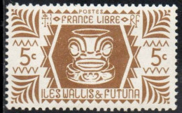 WALLIS AND FUTUNA ISLANDS 1944 IVI POO BONE CARVING IN TIKI DESIGN 5c MNH - Ongebruikt