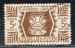 WALLIS AND FUTUNA ISLANDS 1944 IVI POO BONE CARVING IN TIKI DESIGN 5c USED USATO OBLITERE' - Gebruikt