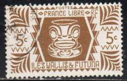 WALLIS AND FUTUNA ISLANDS 1944 IVI POO BONE CARVING IN TIKI DESIGN 5c USED USATO OBLITERE' - Gebruikt