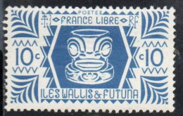 WALLIS AND FUTUNA ISLANDS 1944 IVI POO BONE CARVING IN TIKI DESIGN 10c MNH - Unused Stamps