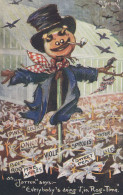 Pipe Smoking WW1 Scarecrow Rag Time Dance Comic Old Postcard - Andere & Zonder Classificatie