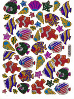 Fische Fisch Aufkleber Metallic Look / Fish Tank Sticker 13x10 Cm ST344 - Scrapbooking