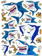 Hai Fische Fisch Aufkleber Metallic Look / Fish Tank Sticker 13x10 Cm ST457 - Scrapbooking