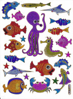 Oktopus Fische Fisch Aufkleber Metallic Look / Fish Tank Sticker 13x10 Cm ST350 - Scrapbooking