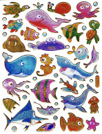 Wal Hai Fische Fisch Aufkleber Metallic Look / Fish Tank Sticker 13x10 Cm ST368 - Scrapbooking