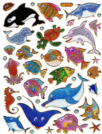 Wal Rochen Fische Fisch Aufkleber Metallic Look / Fish Tank Sticker 13x10 Cm ST269 - Scrapbooking