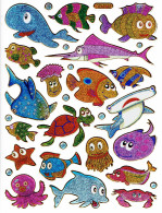 Wal Rochen Fische Fisch Aufkleber Metallic Look / Fish Tank Sticker 13x10 Cm ST281 - Scrapbooking