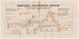 CHILE Early 1900s "PACIFIC STEAM NAVIGATION COMPANY" Large TRANSPORT MAP Cordillera De Los ANDES ( Andes Mountains ) - World