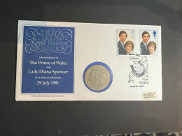 (2 R 34) United Kingdom Coin On Cover - Commemorating The Royal Wedding 1981 - Prince Charles & Lady Diana Spencer - Sonstige & Ohne Zuordnung