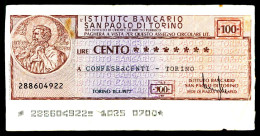 A9  ITALIA    BILLETS DU MONDE   BANCARIO SAN PAOLO DI TORINO BANKNOTES  100 LIRE 1977 - Autres & Non Classés