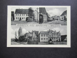 Mehrbild AK BRD 1954 Rimbeck Kreis Warburg In Westf. Mit Gasthaus Jos. Laudage, Schule Stempel Scherfede - Warburg