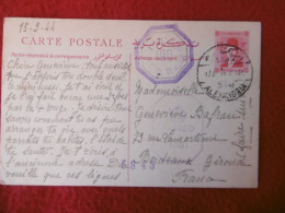 EGYPTE ENTIER POSTAL CENSOR POSTAL CACHET ALEXANDRIA 1944 PASSED VIA BORDEAUX - Cartas & Documentos