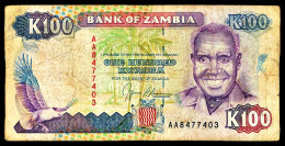 A9  ZAMBIA    BILLETS DU MONDE    BANKNOTES  100 KWACHA 1991 - Zambie