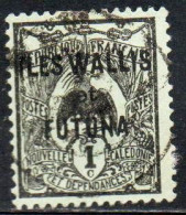 WALLIS AND FUTUNA ISLANDS 1920 1928 KAGU BIRD NEW CALEDONIA OVERPRINTED 1c USED USATO OBLITERE' - Oblitérés