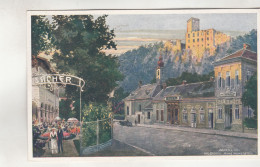 C9387) HELENENTAL - Ruine Rauhenstein - BADEN Bei WIEN - Aquarell Kunst H. Nachbargauer ALT ! - Baden Bei Wien