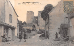 CROCQ (Creuse) - Rue De L'Eglise - Les Tours - Voyagé 1917 (voir Les 2 Scans) Eugénie Wagner, 114 Rue Bossuet, Lyon - Crocq
