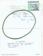 Carte De Visite Autographe De Monsieur Mathieu Rutten, Professeur à L'Université De Liège (1969) - Visitenkarten