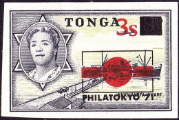 TONGA 1971 QEII 3s On 8s Black/Yellow Green 100th Anniv Of First Japanese Stamps - "Philatokyo '71" Exhib MH - Tonga (...-1970)
