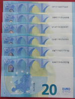 6x 20 EURO S025 Full Set SP SR ST SU SW SX Lagarde Italy Charge 11 Perfect UNC - 20 Euro